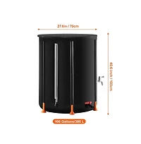 Sugift 100 Gallon Collapsible Rain Barrel Portable Pvc Water Tank
