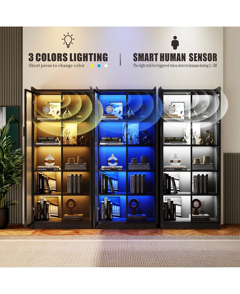 Vlsrka Display Cabinet with Doors and Adjustable Shelves