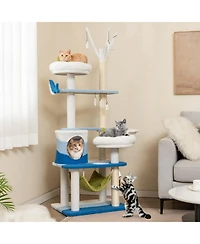Cozito Cat Tower Multi-Level Ocean Wave with Sisal Scratch Posts