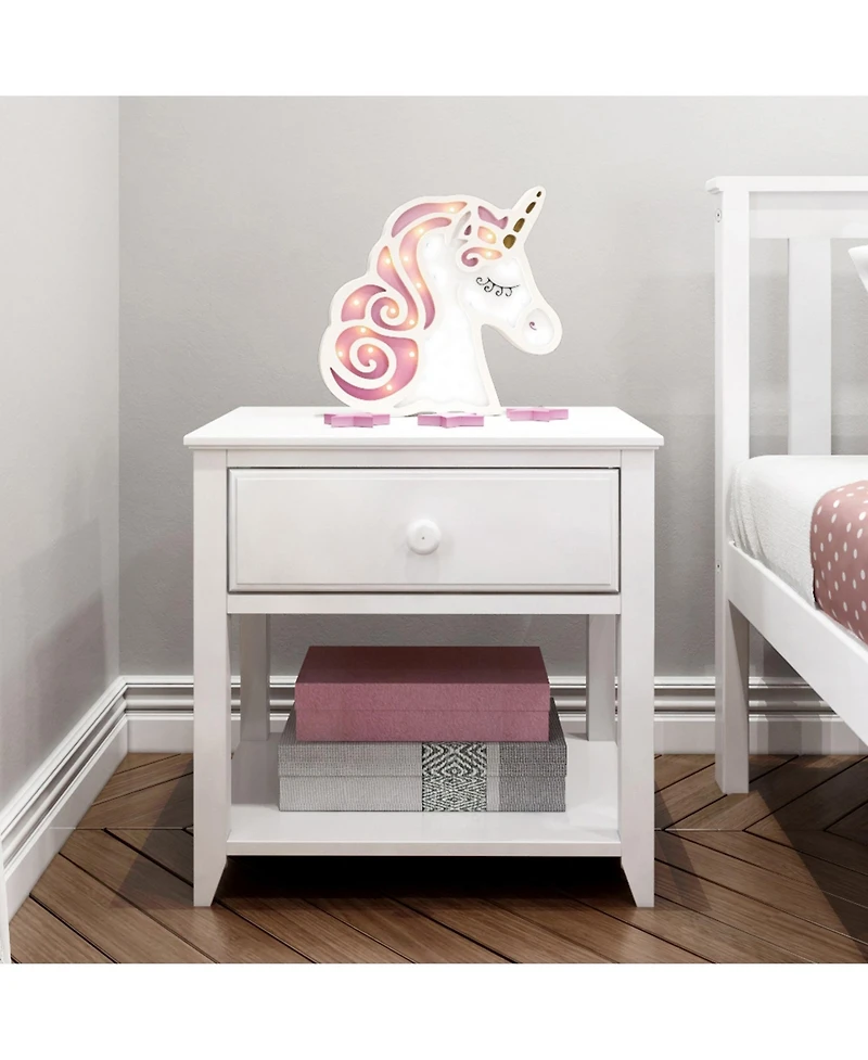 Max and Lily Nightstand with Storage Drawer, Small Solid Wood Bedside, Side Tables for Bedroom