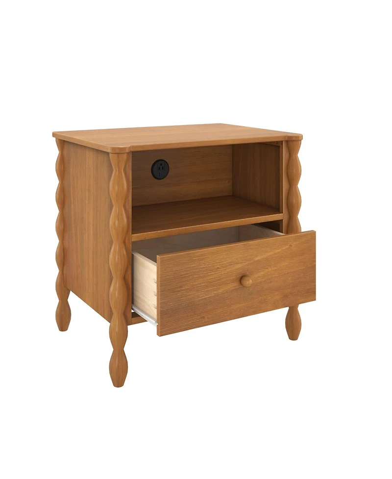 Max & Lily Jenny Lind Cubby Nightstand with 1 Drawer and Electrical Outlet