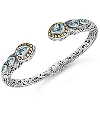Devata Topaz and Ubud Cuff Bracelet Sterling Silver 18K Gold Accents