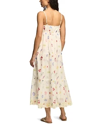 Lucky Brand Women's Printed Eyelet Tiered Cotton Midi Dress