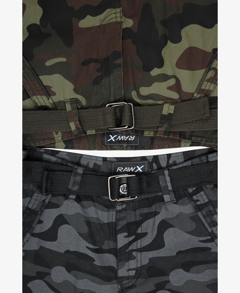 Raw X Big Boys 2 Pack Combo Belted Twill Cargo Shorts 8-18