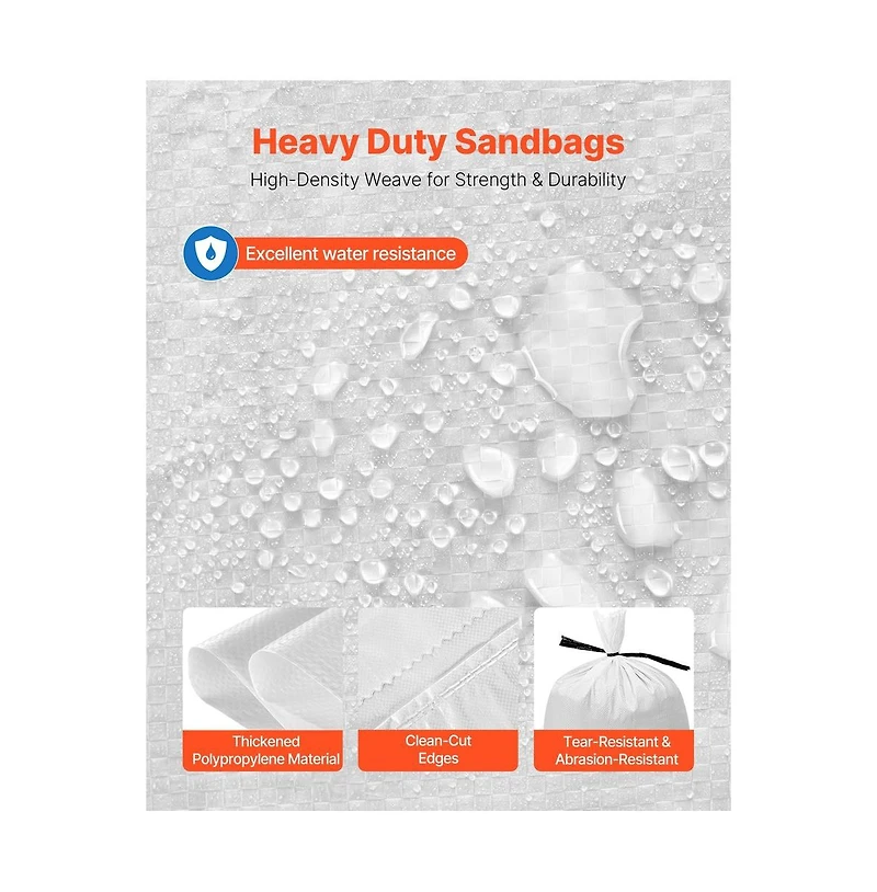 Sugift Empty Sandbags 100 Packs 16 x 26 in Heavy Duty Sand Bags Sacks with Ties 50lb Capacity