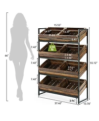 Tribesigns 4-Tier Fruit and Vegetable Storage Basket Stand Rack, Retail Display Shelf, Large Snack Shelf