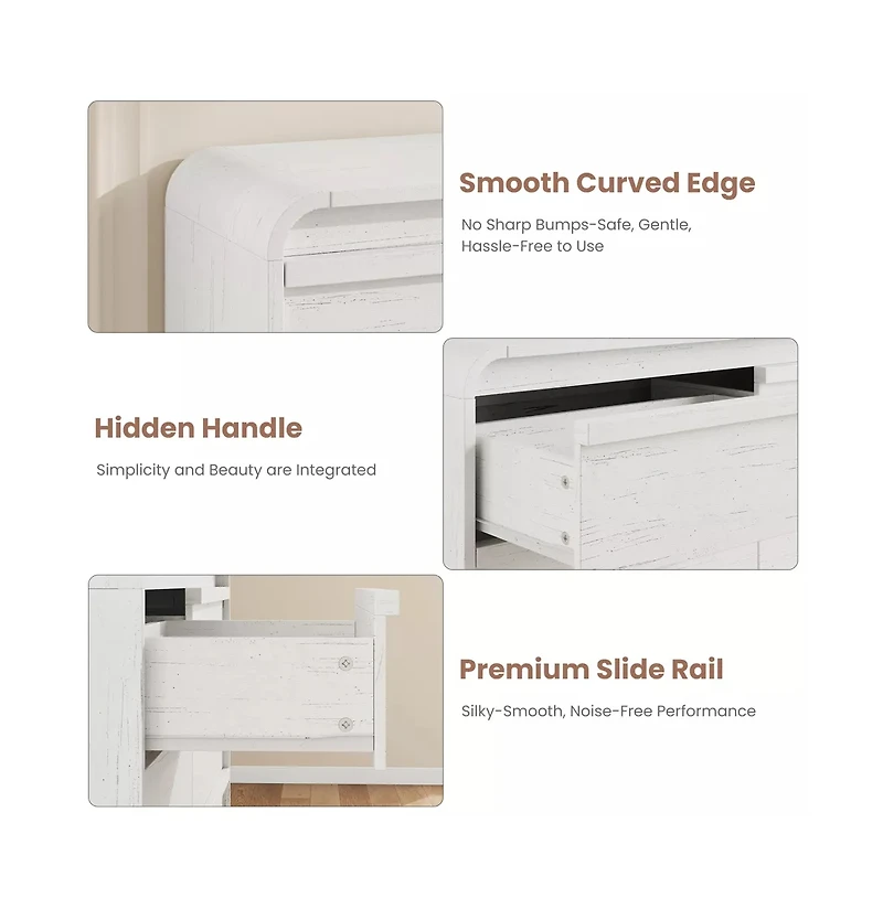 gaomon Arched 6 Drawer Dresser, Modern Wood Storage Chest with Curved Design