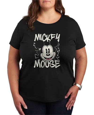 Hybrid Apparel Plus Disney Mickey Mouse Graffiti Vintage Faded Short-Sleeve Graphic T-Shirt
