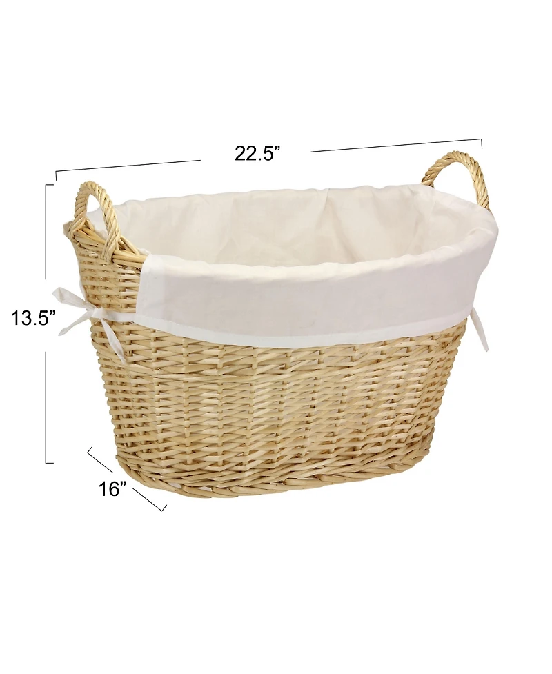 Household Essentials Wicker Laundry Basket with Handles, Handwoven Willow