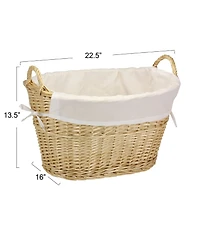 Household Essentials Wicker Laundry Basket with Handles, Handwoven Willow