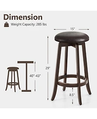 Slickblue 2 Piece Pu Leather Bar Stools with 360degree(s) Swivel Round Seat Upholstered