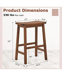 Slickblue Counter Height Bar Stools Set of 2 with Saddle Seat, Curved Design and Footrest Support-Walnut
