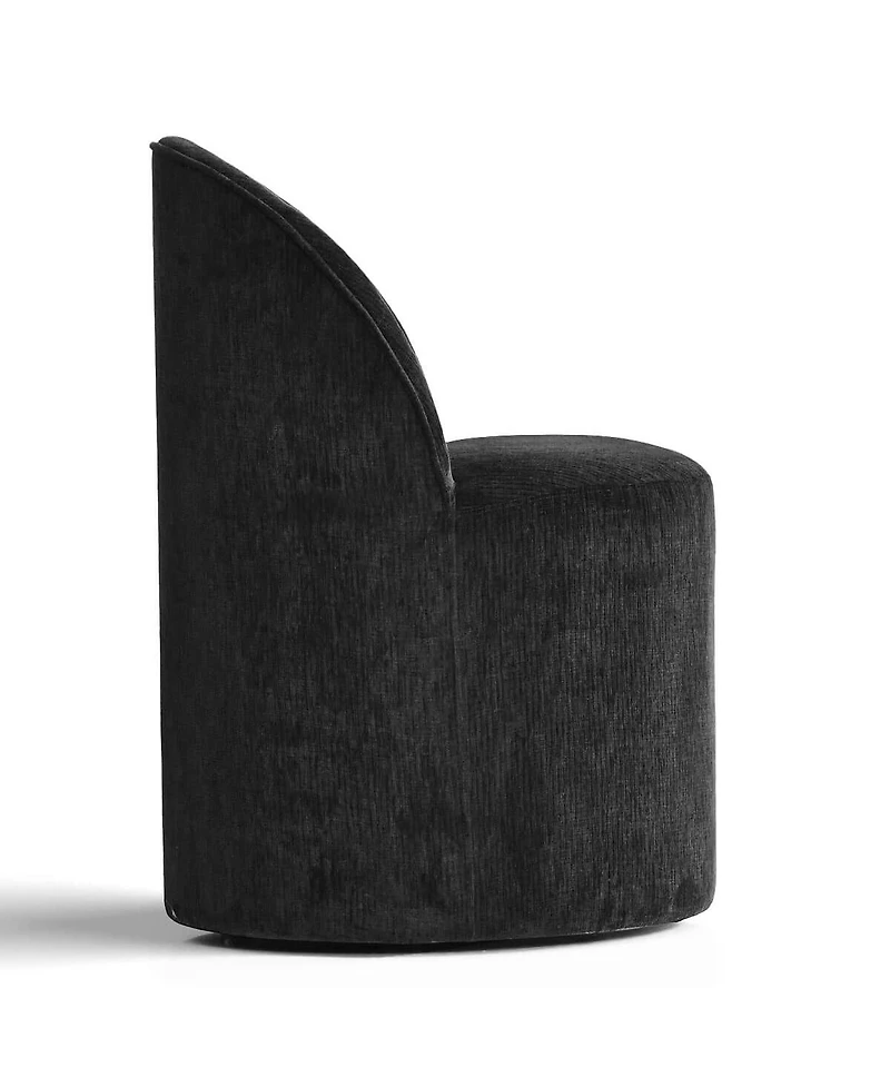 Maison Boucle Chenille Swivel Vanity Chair with Casters, Barrel Makeup