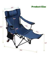 Rainsken Outdoor Camping Chair, Portable Folding Reclining Chair with 3-Level Adjustment, Side Pockets, Cup Holder and Carry Bag for Lawn, Picnic