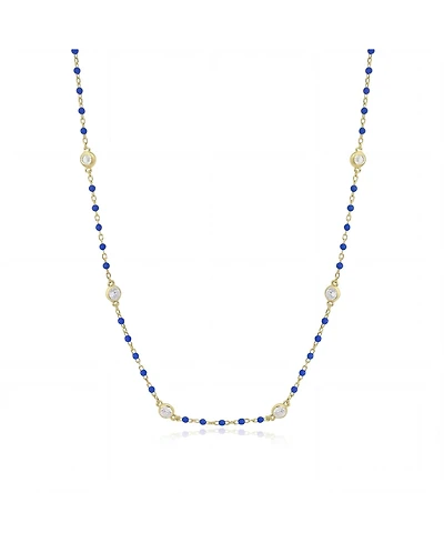 The Lovery Enamel Bead Cz Chain Necklace 14K Gold-Plated Sterling Silver