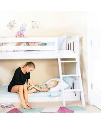 Max & Lily Bunk Bed for Kids, Solid Wood Low Beds with Ladder