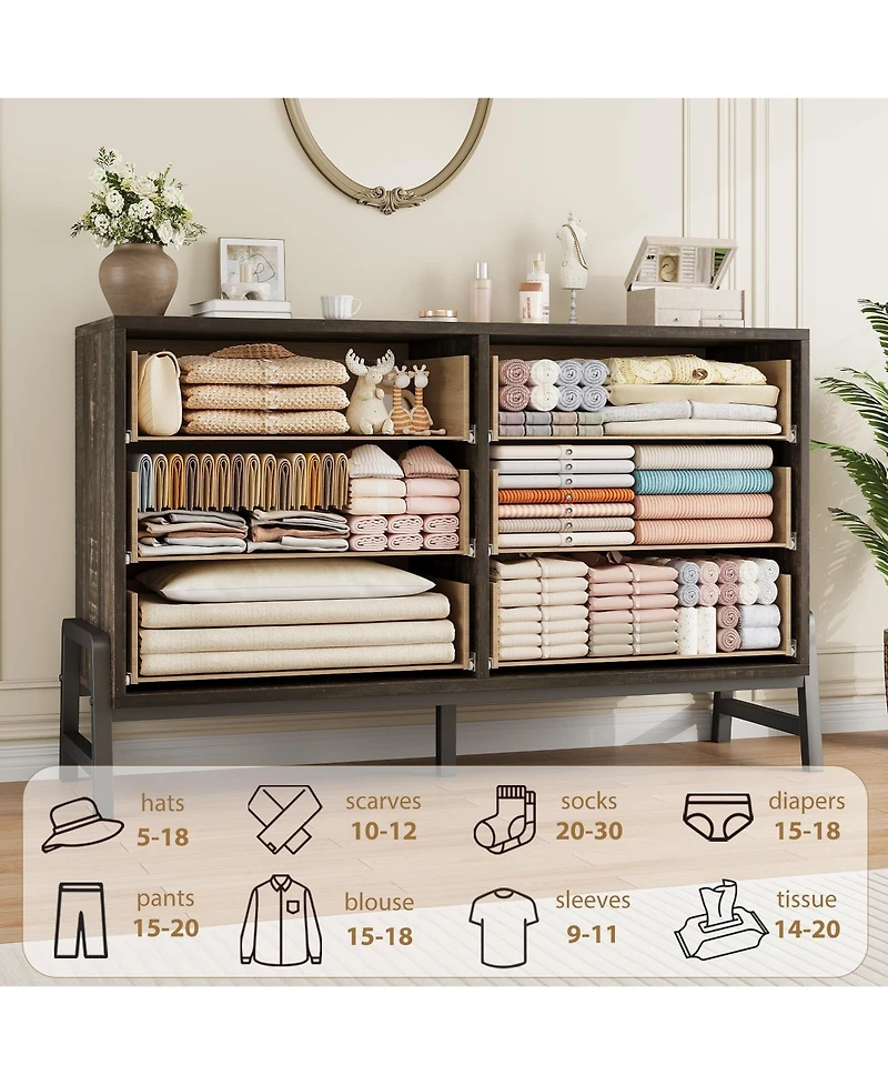 gaomon 6 Drawer Dresser for Bedroom, Freestanding Wooden Chest Storage