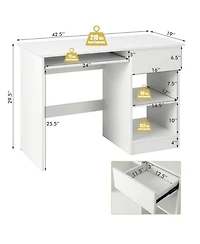 Gouun Wood Multi-Tier Computer Desk with Drawer Storage