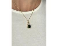 Suzy Levian Sterling Silver Emerald Cut Cubic Zirconia Art Deco Drop Pendant