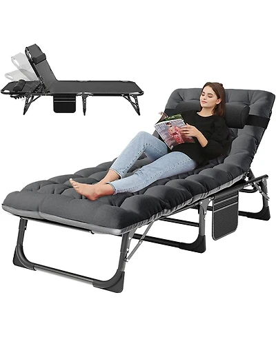 Aboron Heavy Duty 3-in-1 Folding Camping Cot with Mattress and Carry Bag. 75"x27" 1200D Double-Layer Bed for Home, Office, or Travel