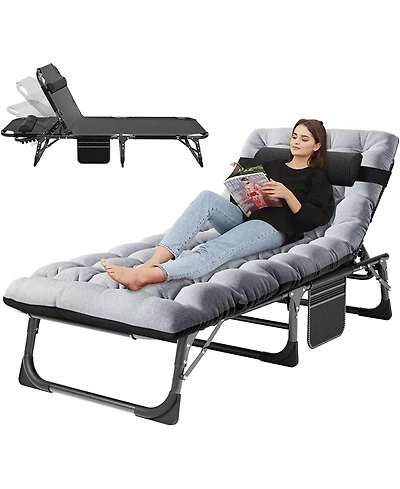 Aboron Heavy Duty 3-in-1 Folding Camping Cot with Mattress and Carry Bag. 75"x27" 1200D Double-Layer Bed for Home, Office, or Travel