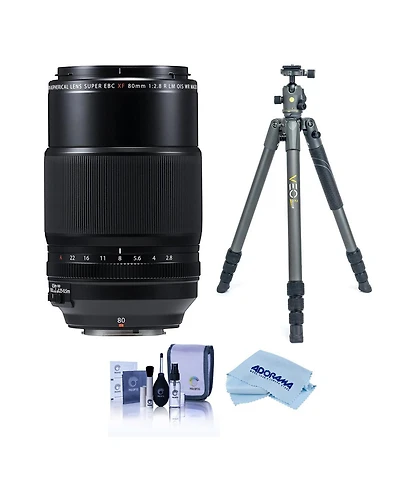 Fujifilm Xf 80mm f/2.8 R Lm Ois Wr Macro Lens, Black, Bundle with Vanguard Veo 3 Go 235AB Al Travel Tripod, Cleaning Kit, Cleaning Cloth