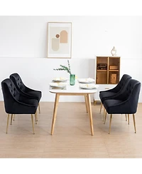 Dyhome Velvet Upholstered Dining Chairs Set of 4, Mid Century Modern Kitchen with 5.12 inches Cushions and Back Pull Rod