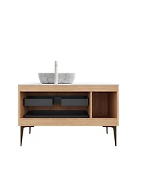 Sillysis 36 Inch Modern Bathroom Vanity with Ceramic Basin, Sintered Stone Countertop, 2 Drawers and 1 Door
