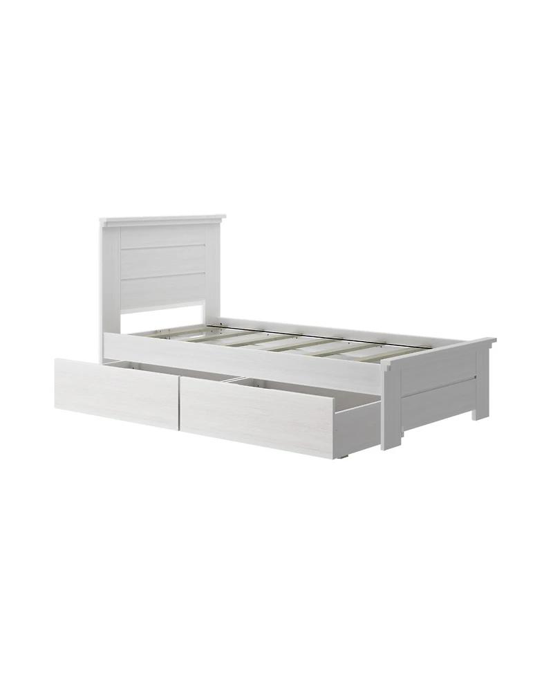 Max & Lily Twin Bed Frame with Storage Drawers, Solid Wood Platform for Kids