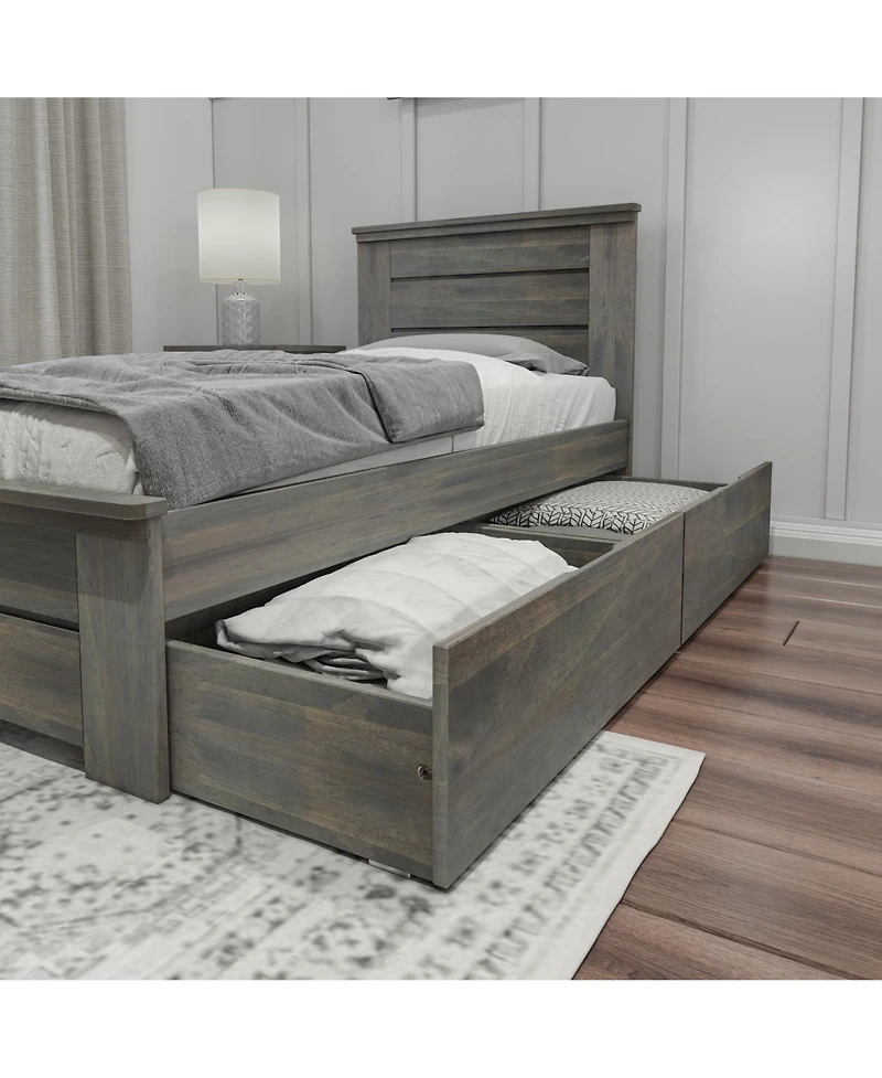 Max & Lily Twin Bed Frame with Storage Drawers, Solid Wood Platform for Kids