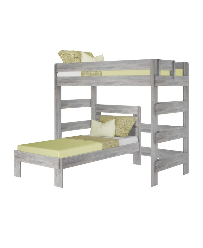 Max & Lily Solid Wood Modern Farmhouse Bunk Bed, L-Shaped Twin over Bed Frame For Kids