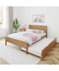Max & Lily Full Bed Frame with Trundle, Classic Solid Wood Platform for Kids