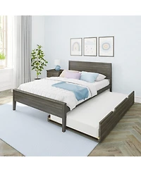 Max & Lily Full Bed Frame with Trundle, Classic Solid Wood Platform for Kids