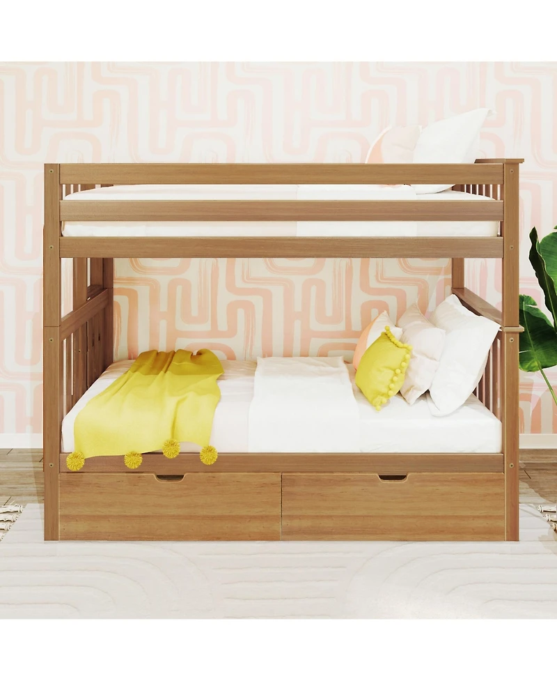 Max & Lily Twin Bunk Bed With Ladder on End and Storage Drawers