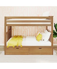 Max & Lily Twin Bunk Bed With Ladder on End and Storage Drawers