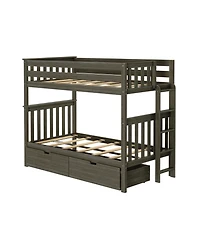 Max & Lily Twin Bunk Bed With Ladder on End and Storage Drawers