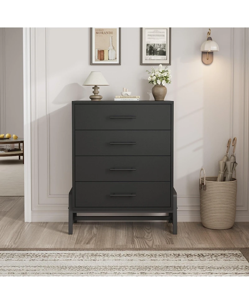 gaomon 4 Dresser for Bedroom, 38.6" Tall Dresser, Tall Drawer with Storage Freestanding, Wooden Closet Storage Chest