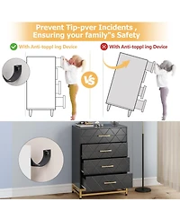 gaomon 4 Drawer Wood Dresser, Modern Storage Chest for Bedroom, Living Room, Hallway or Nursery