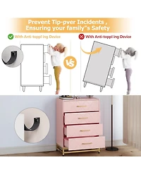 gaomon 4 Drawer Wood Dresser, Modern Storage Chest for Bedroom, Living Room, Hallway or Nursery