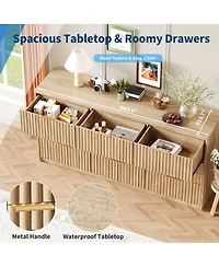 gaomon 9 Drawer Fluted Dresser, Large Wood Storage Chest Organizer for Bedroom Living Room Home Office