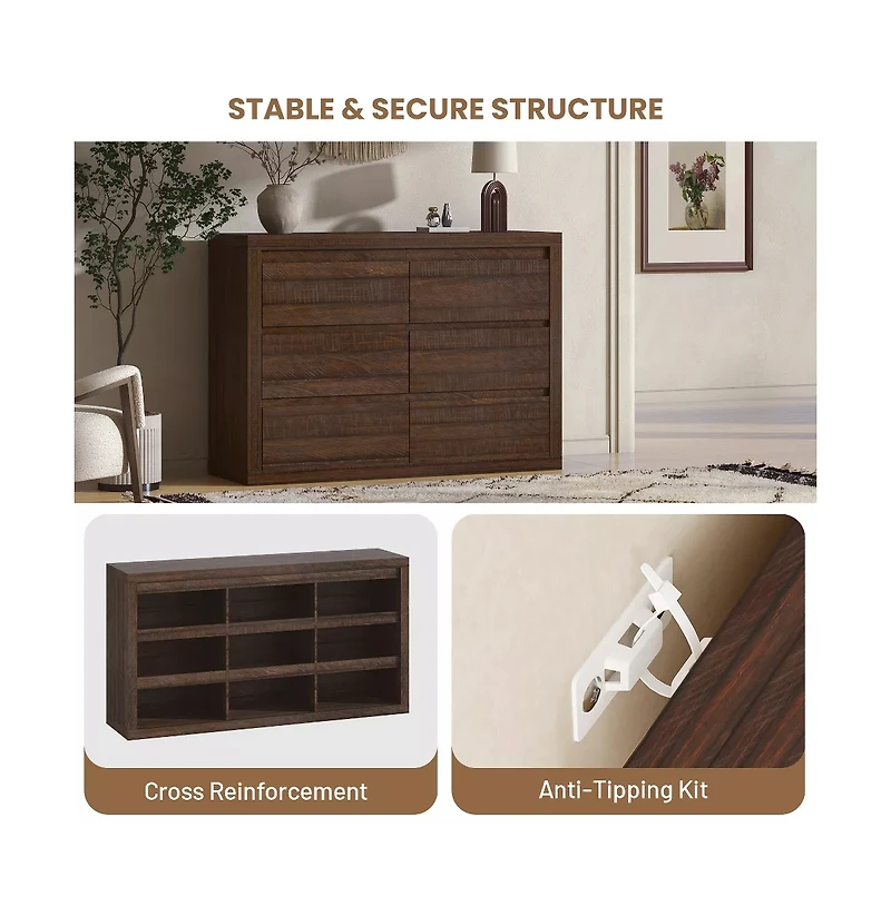 gaomon 9 Drawer Modern Wooden Dresser with Handleless Design, Wide Storage Chest for Bedroom Living Room Entryway