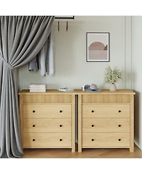 gaomon Modern Fluted 3 Drawer Nightstand, Wooden Storage Chest for Bedroom or Living Room