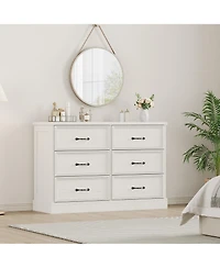 gaomon 6 Drawer Wooden Dresser, 47" Wide Chest with Large Storage Drawers for Bedroom or Living Room