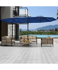 gaomon Large Outdoor 15FT Double-Sided Rectangular Patio Umbrella with Base for Pool, Lawn