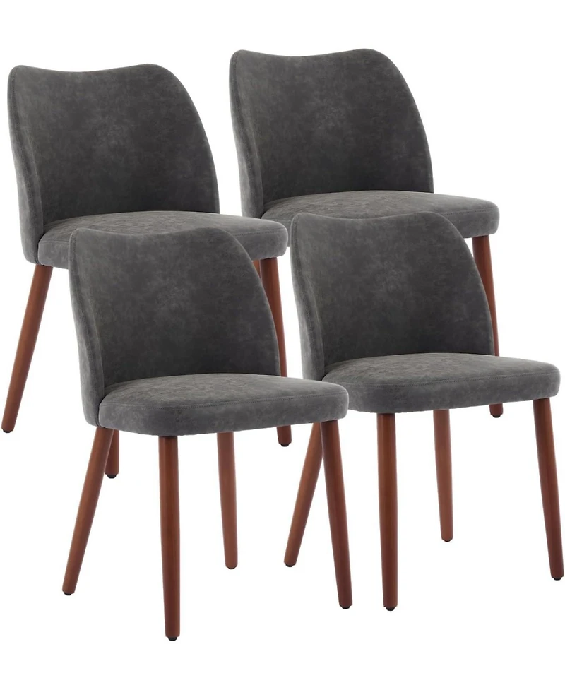 gaomon Dining Chair Set of 4, Linen Upholstered Dining Chair with Solid Wood Legs, Wing Backrest, Wooden Kitchen Chair