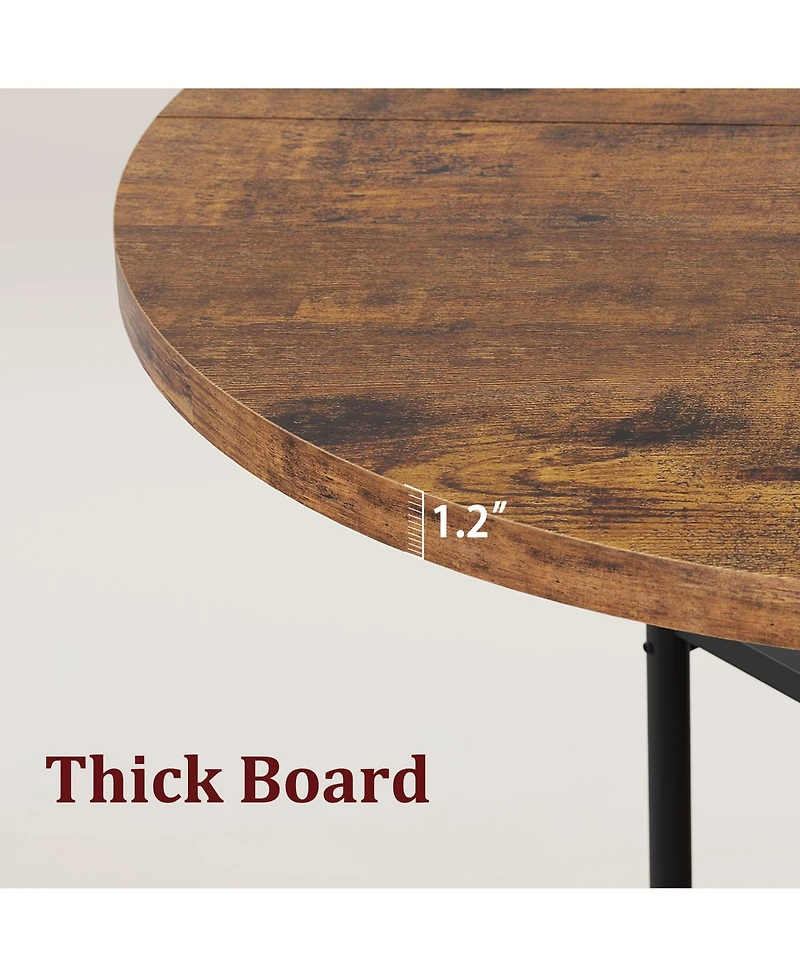 Homfan Round Dining Table for 4 with 2-Tier Storage Shelves and Roman Metal Legs, 47.0 Kitchen