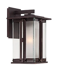 Franklin Iron Works Fallbrook Collection Rustic Farmhouse Outdoor Wall Light Fixtures Set of 2 Bronze 11 3/4" Clear Frosted Double Glass for Exterior