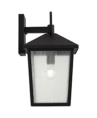John Timberland Westmont 18" High Modern Outdoor Wall Light Fixture Mount Porch House Weatherproof Sand Black Aluminum Glass Shade