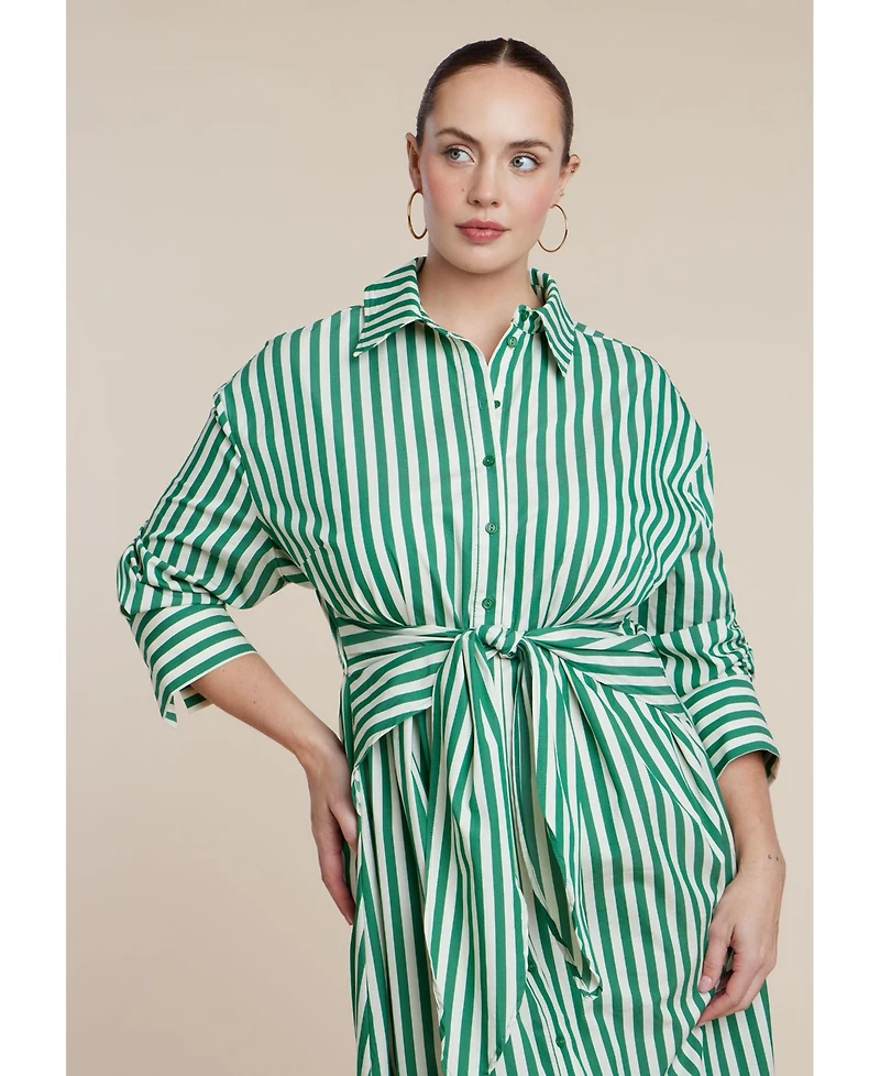 Eloquii Women's Cinch Detail Poplin Midi Dress