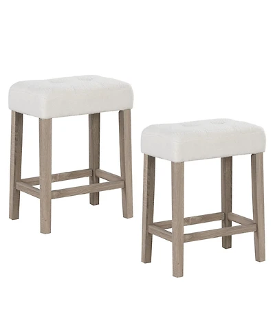 Slickblue Stylish 2 Piece Bar Stool Set Counter Height Rubber Wood Legs Seating Set